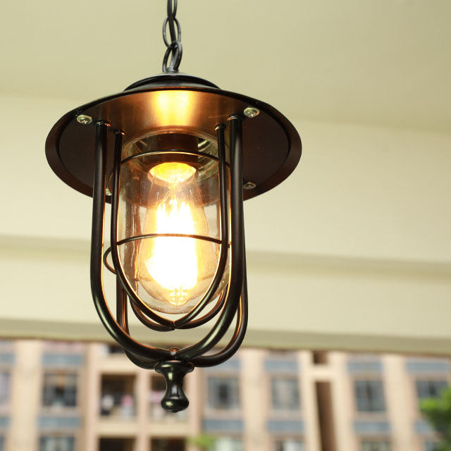 Lámpara colgante exterior industrial vintage de aluminio con cristal, 1 luz, a prueba de agua | Brehn