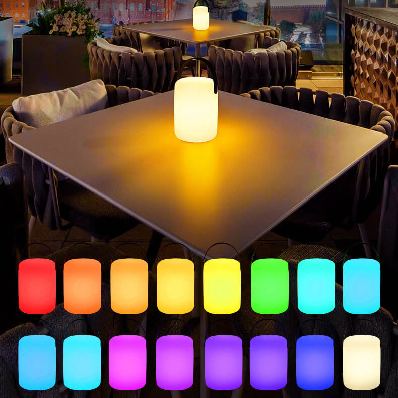 Simplicidad Moderna Lámpara de Mesa LED de Mano Redonda Cuadrada de Plástico para Patio Exterior | Brehn
