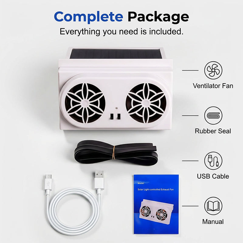Ventilador Solar para Auto — Comodidad de Enfriamiento Instantáneo