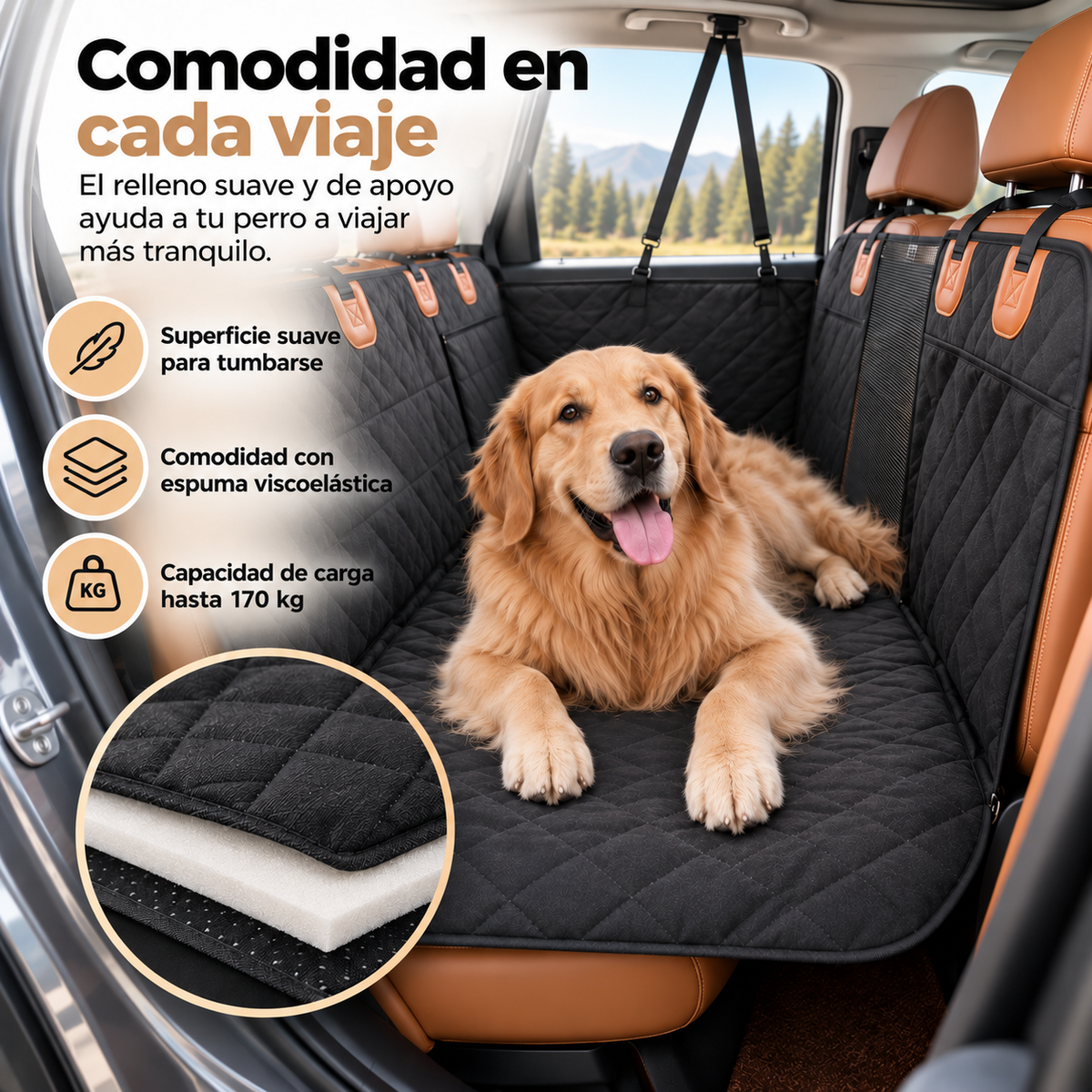 ComfortCarrier | Donde la protección del automóvil y la comodidad para tu perro se encuentran | +Correa de perro segura