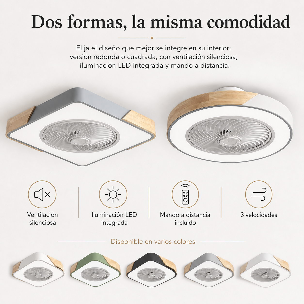 Ventilador de Techo Moderno Sin Aspas con Luz LED y Control Remoto