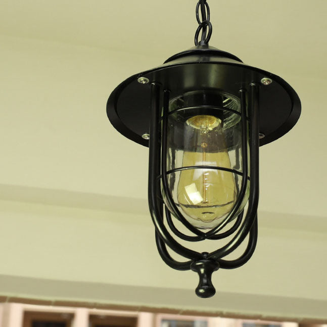 Lámpara colgante exterior industrial vintage de aluminio con cristal, 1 luz, a prueba de agua | Brehn