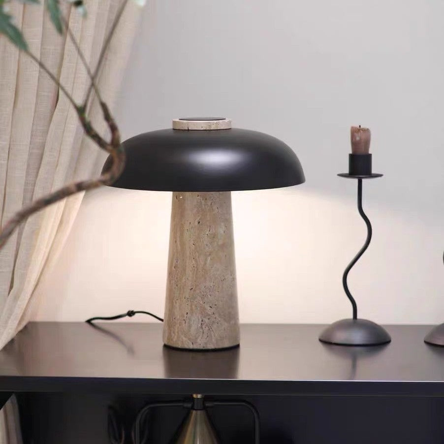 Lámpara de Mesa Portátil Diseño Hongo de Travertino