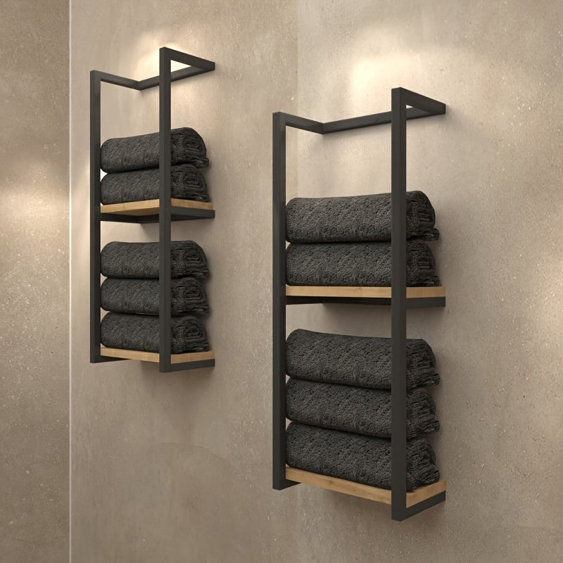 Estante de Toallas Industrial con Estantes – Mueble de Pared Elegante y Funcional
