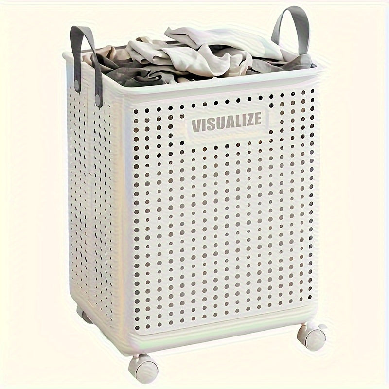 Caja de lavandería plegable con ruedas