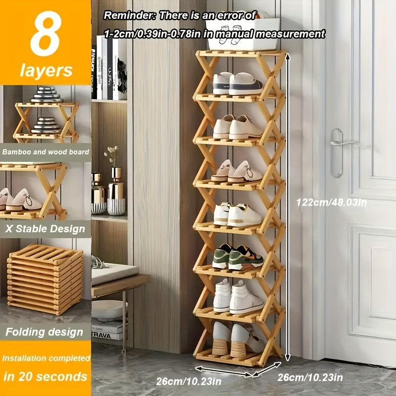 Estante para Zapatos de Bambú Inteligente – Compacto y Práctico para Cualquier Entrada