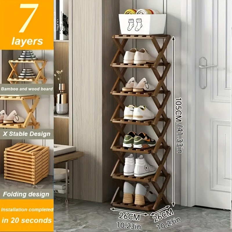 Estante para Zapatos de Bambú Inteligente – Compacto y Práctico para Cualquier Entrada
