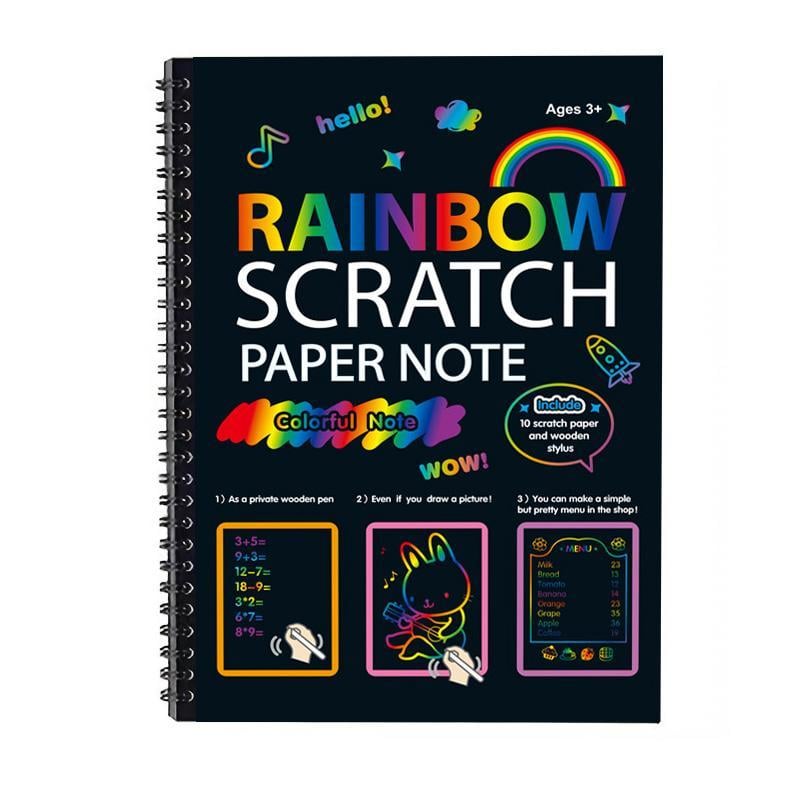 ColorSpark – Papel de rayas arcoíris para raspar con lápiz de madera | 1+1 GRATIS