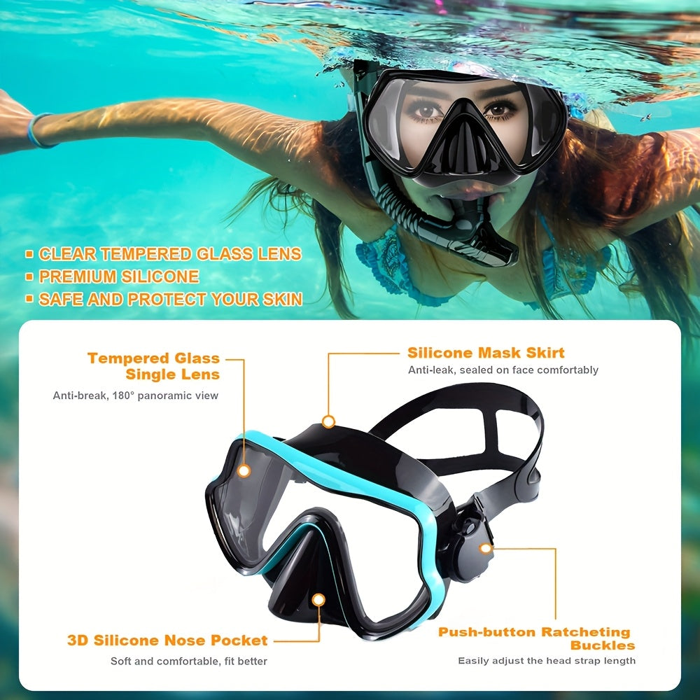 AquaClear Set de Snorkel – Impermeable, Cómodo y con Gran Visibilidad