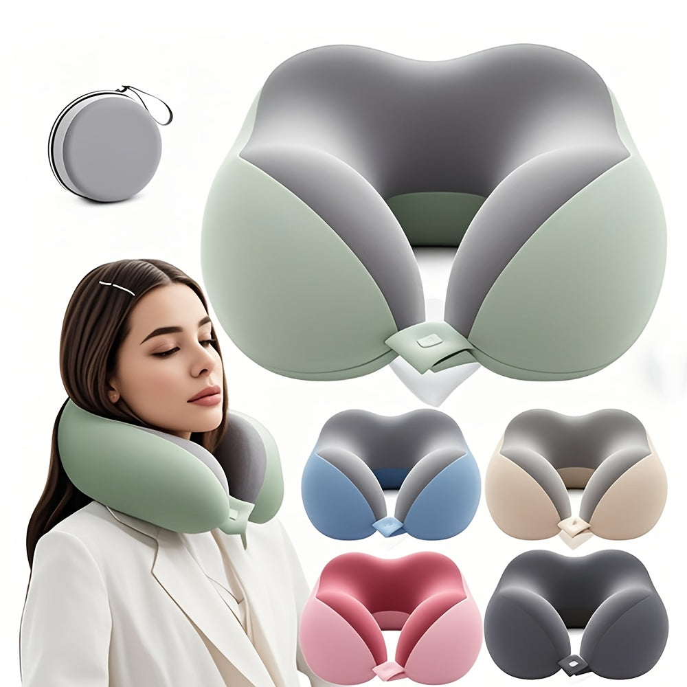 Almohada de viaje ergonómica en forma de U – Soporte para el cuello de espuma viscoelástica para viajes confortables