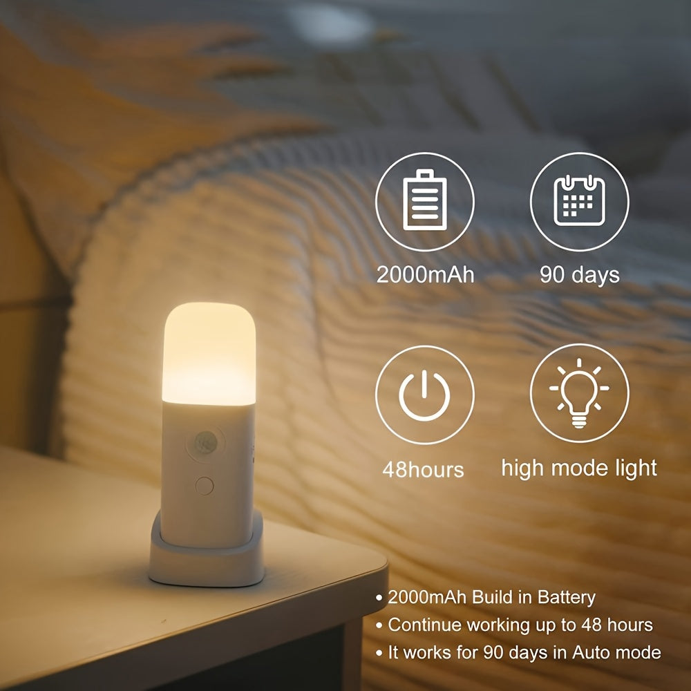 Lámpara Nocturna LED con Sensor de Movimiento – Recargable por USB y Brillo Ajustable para Dormitorios y Pasillos