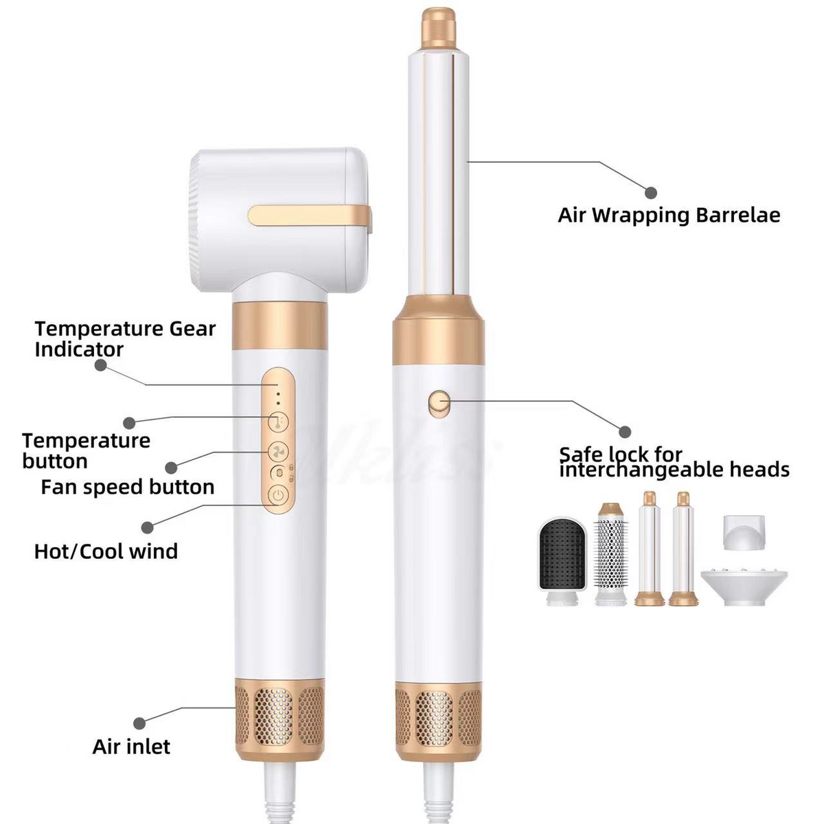 BowLift | Estilizador de Cabello Airwrap 7 en 1 | Herramienta de Estilo Multifuncional para Rizos, Ondas y Alisado
