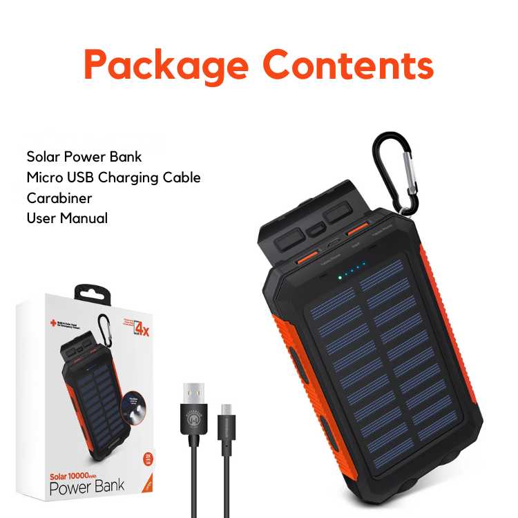 Banco de Energía Solar de 10,000mAh – Energía de Respaldo de Emergencia, Llueva o Truenen