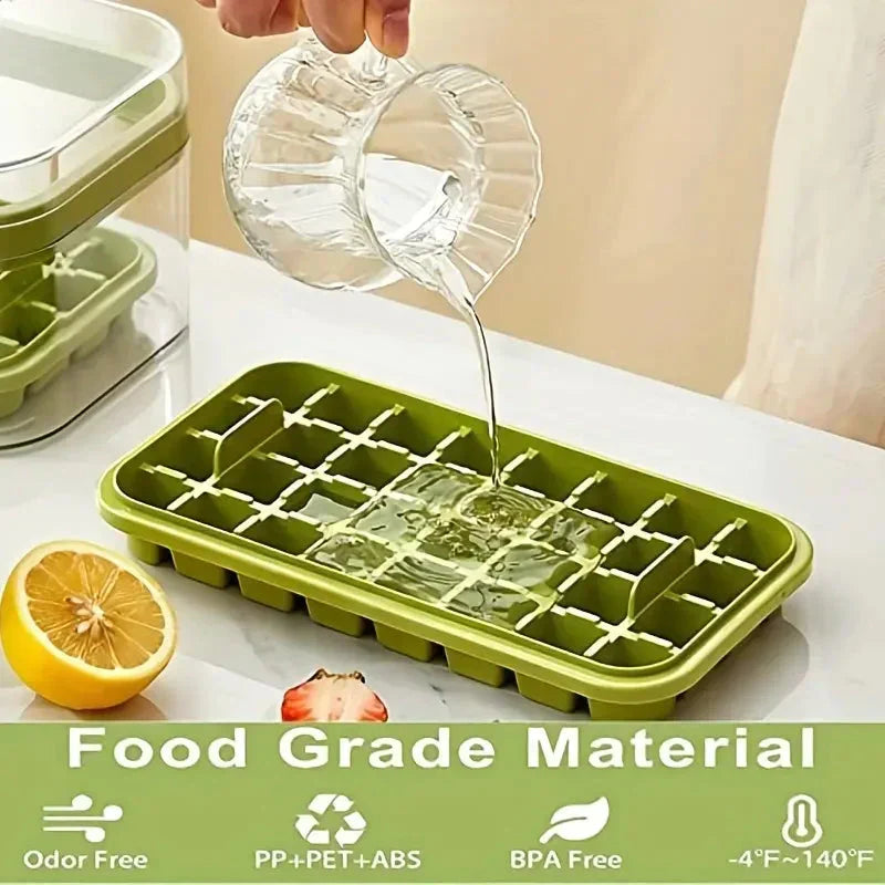 Juego de bandejas para cubitos de hielo de 101 oz - Bandeja de silicona para cubitos de hielo de 64 piezas con tapa y contenedor