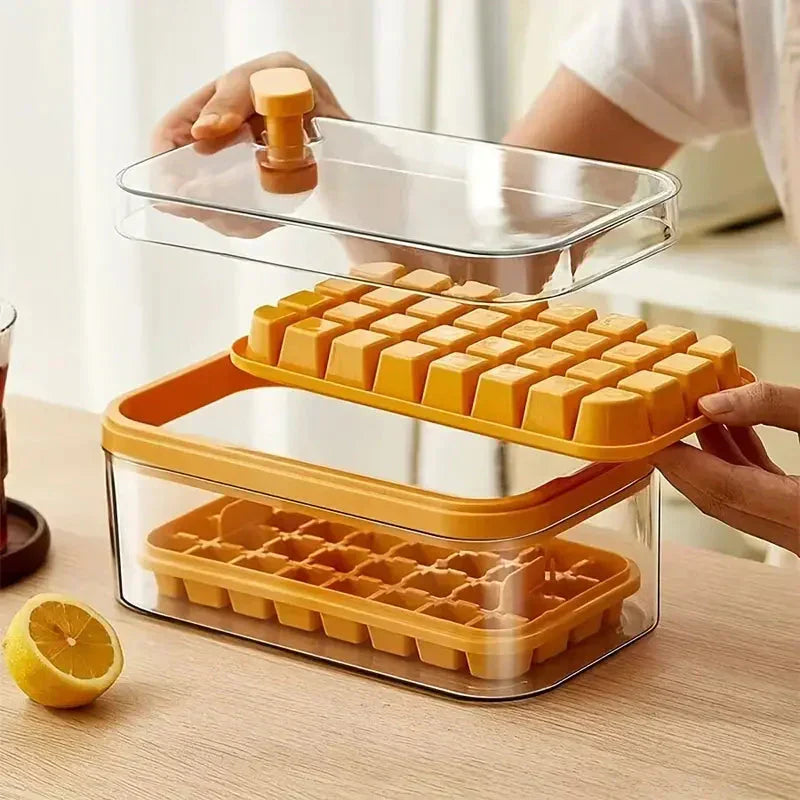 Juego de bandejas para cubitos de hielo de 101 oz - Bandeja de silicona para cubitos de hielo de 64 piezas con tapa y contenedor