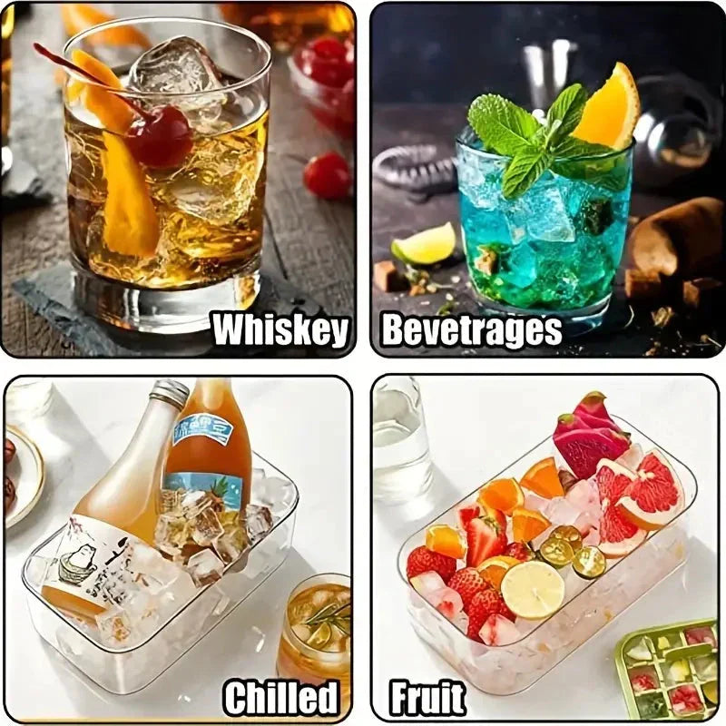 Juego de bandejas para cubitos de hielo de 101 oz - Bandeja de silicona para cubitos de hielo de 64 piezas con tapa y contenedor