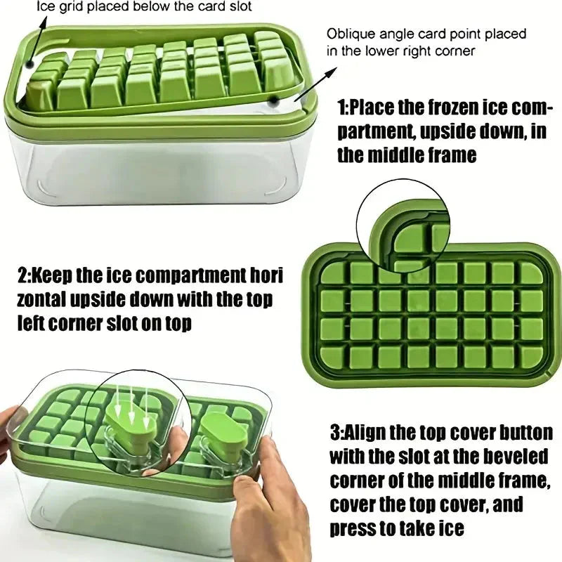 Juego de bandejas para cubitos de hielo de 101 oz - Bandeja de silicona para cubitos de hielo de 64 piezas con tapa y contenedor