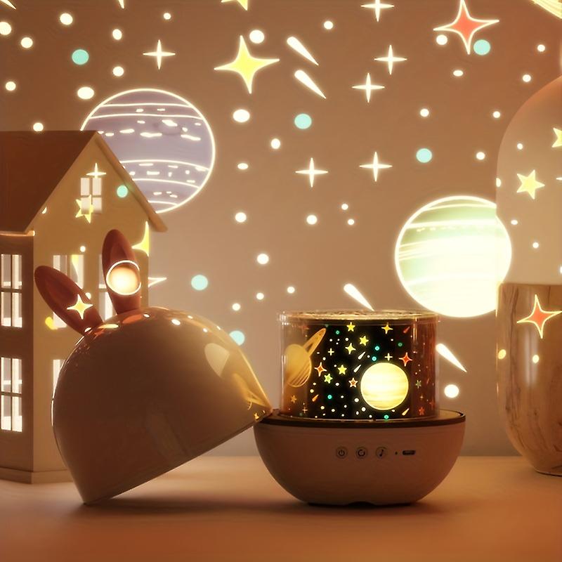 Proyector de estrellas lámpara nocturna para niños – regulable y segura con función de música