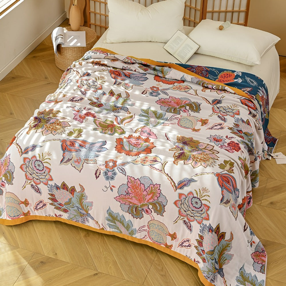 Manta de Algodón Floral Reversible Wildbloom