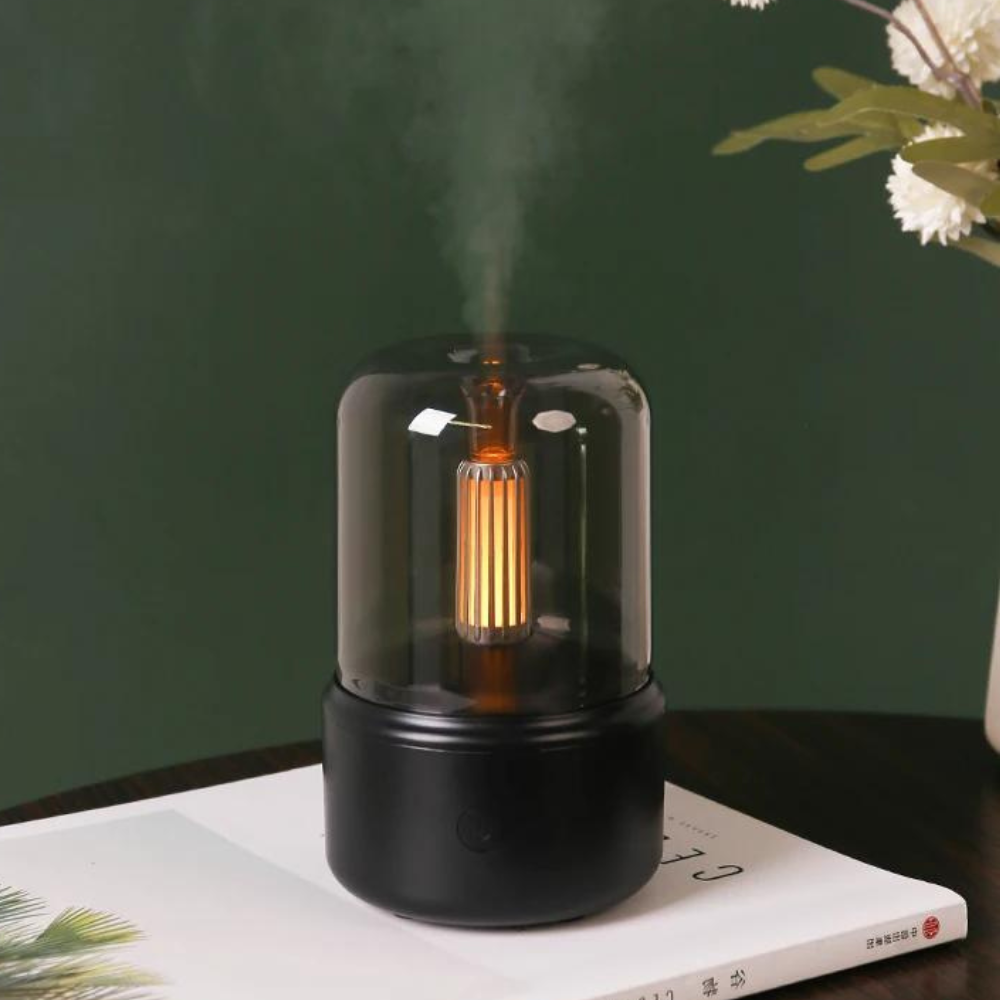 Difusor de Aromas Retro con Luz Nocturna - Humidificador de Aire USB para Aceites Esenciales en Hogar y Oficina