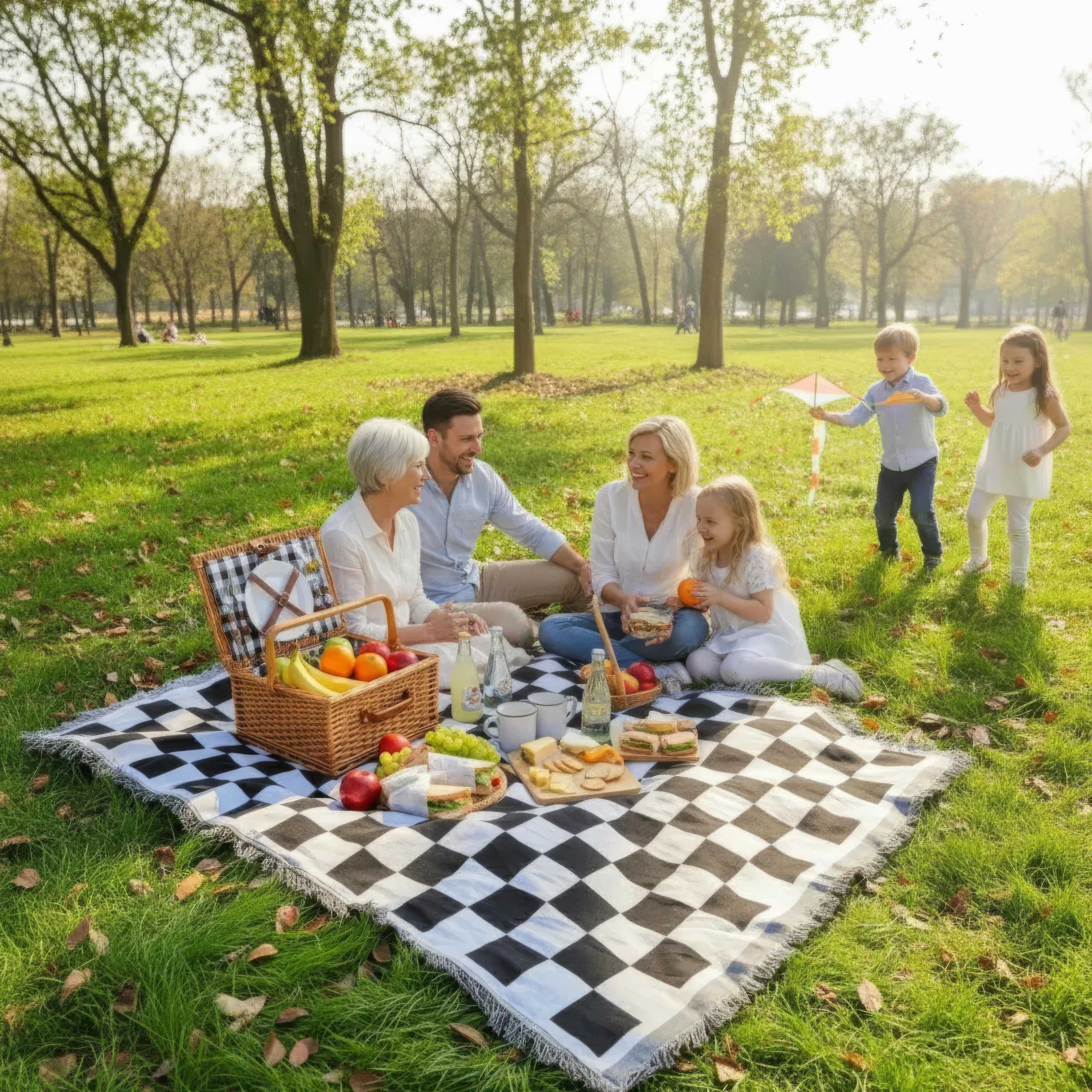 Manta de picnic de microfibra suave con diseño a cuadros