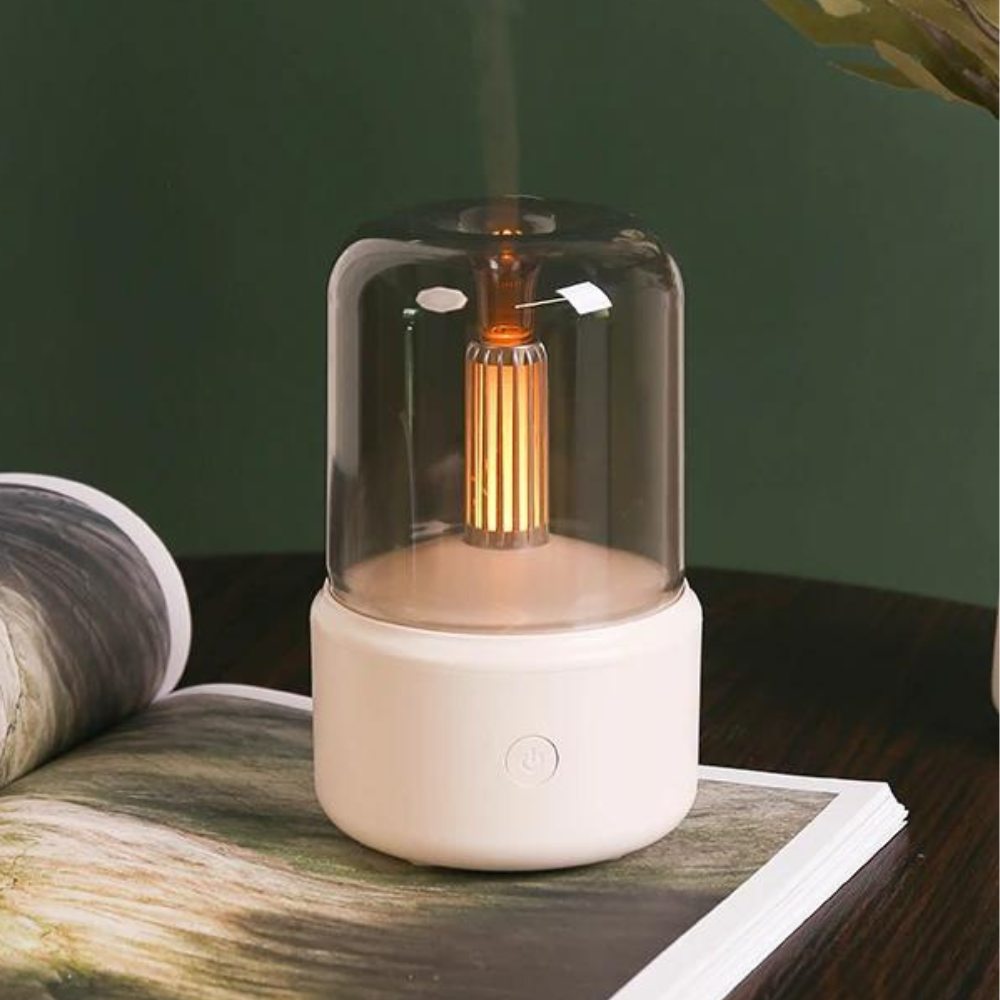 Difusor de Aromas Retro con Luz Nocturna - Humidificador de Aire USB para Aceites Esenciales en Hogar y Oficina