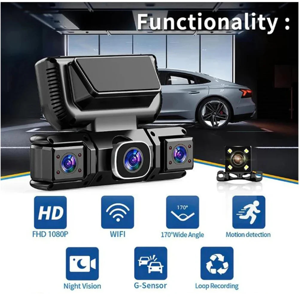 Sistema de Dashcam con 4 Cámaras y Wifi para Seguridad de 360 Grados en el Auto