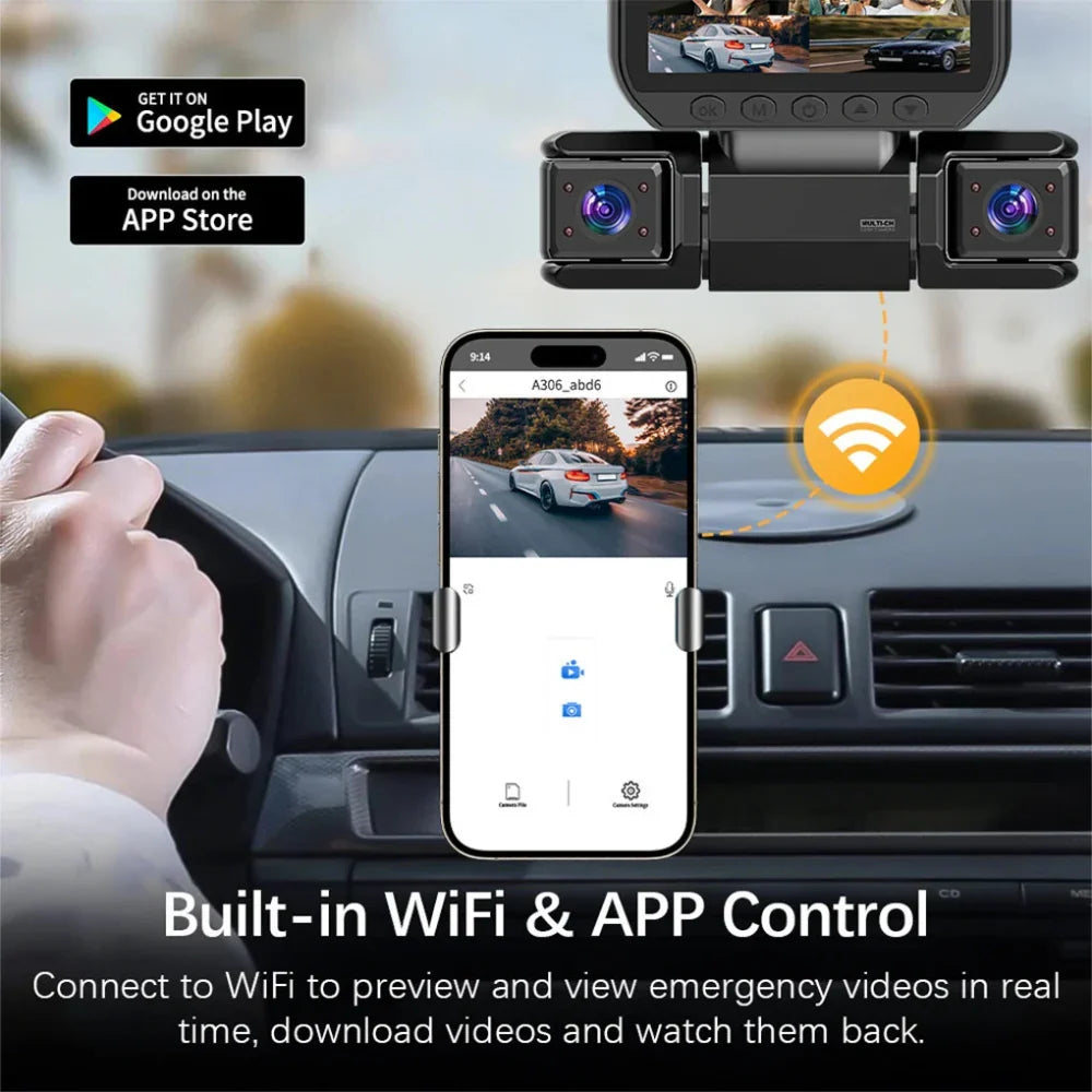 Sistema de Dashcam con 4 Cámaras y Wifi para Seguridad de 360 Grados en el Auto