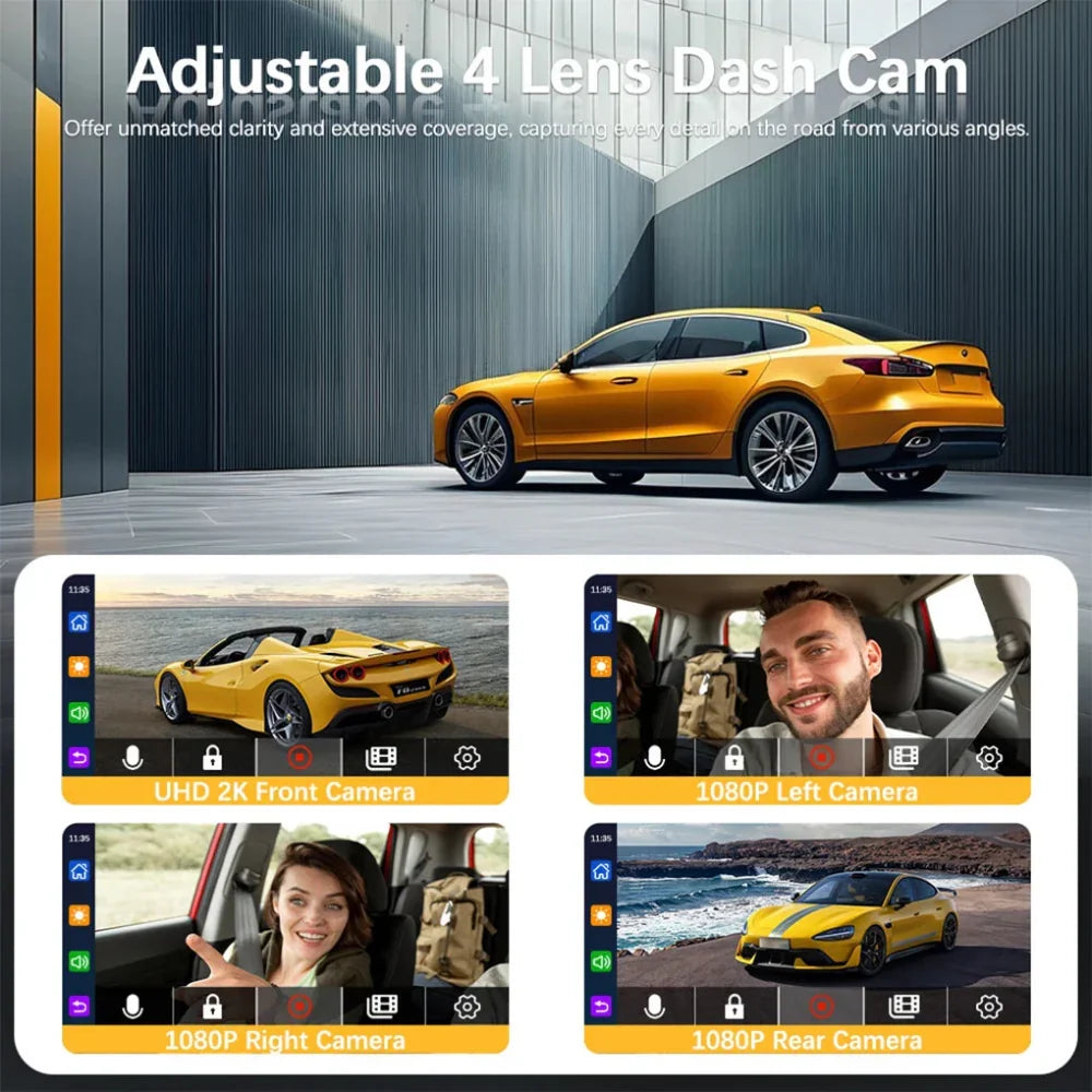 Sistema de Dashcam con 4 Cámaras y Wifi para Seguridad de 360 Grados en el Auto