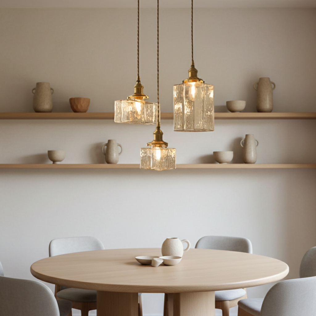 Colección Savoy | Lámpara Colgante de Vidrio con Acabado Texturizado, Estilo Vintage para Iluminación de Cocina