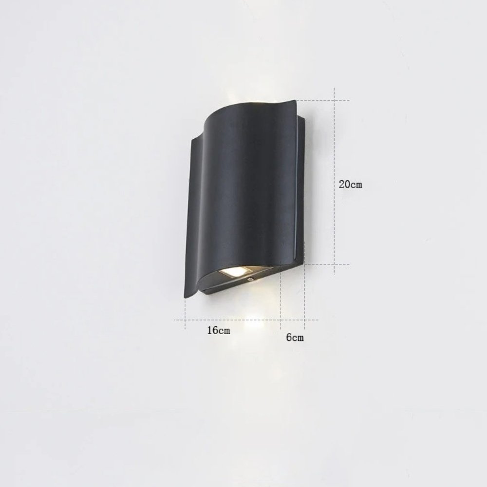 NoirLume | Aplique de pared exterior moderno y elegante con diseño de ondas