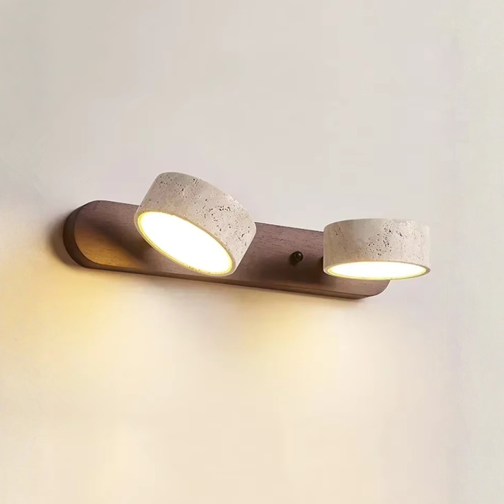 Aplique de Pared de Travertino Elegante con Focos Ajustables