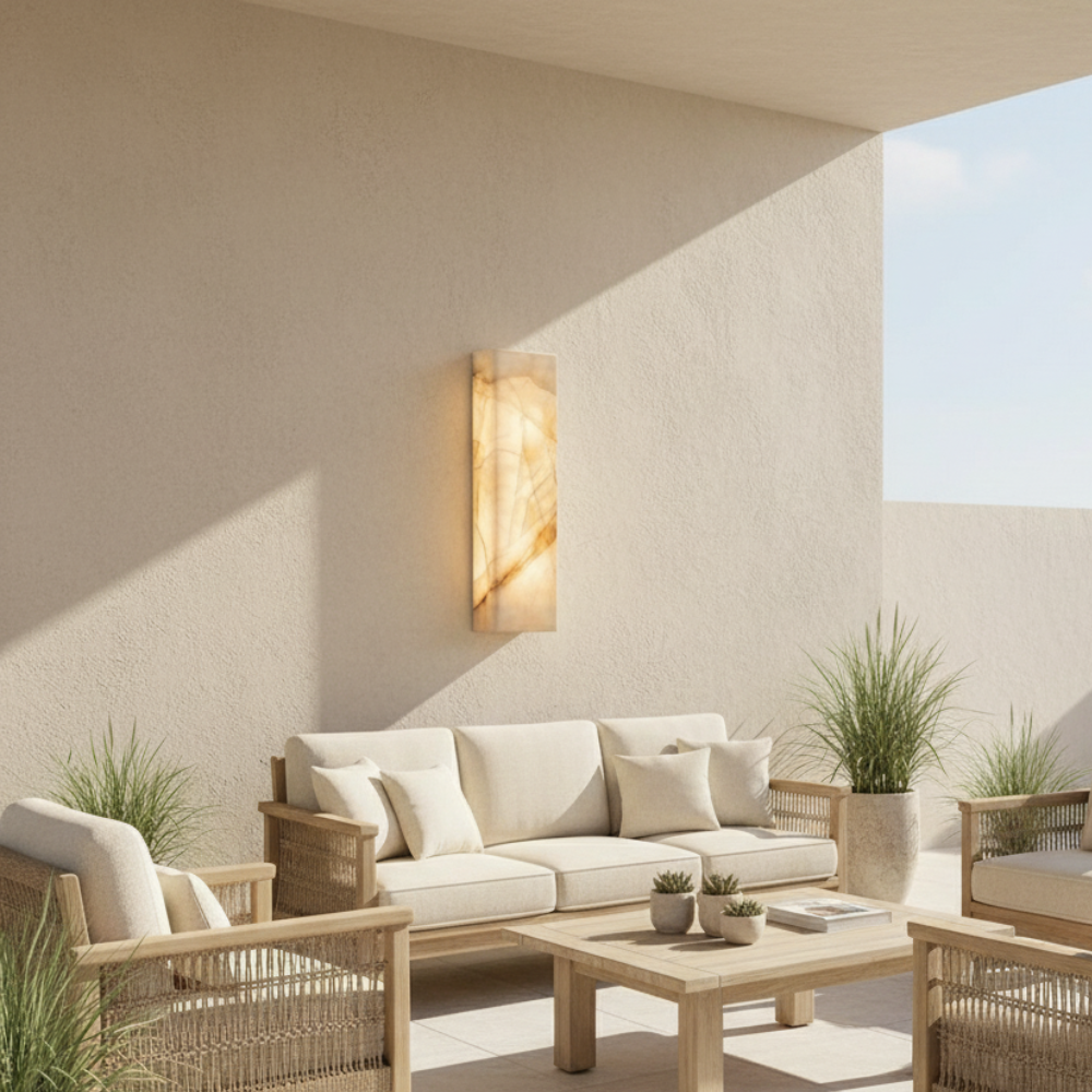 Marbelle - Lámpara de Pared LED de Piedra Natural Moderna para Exterior con Diseño Impermeable