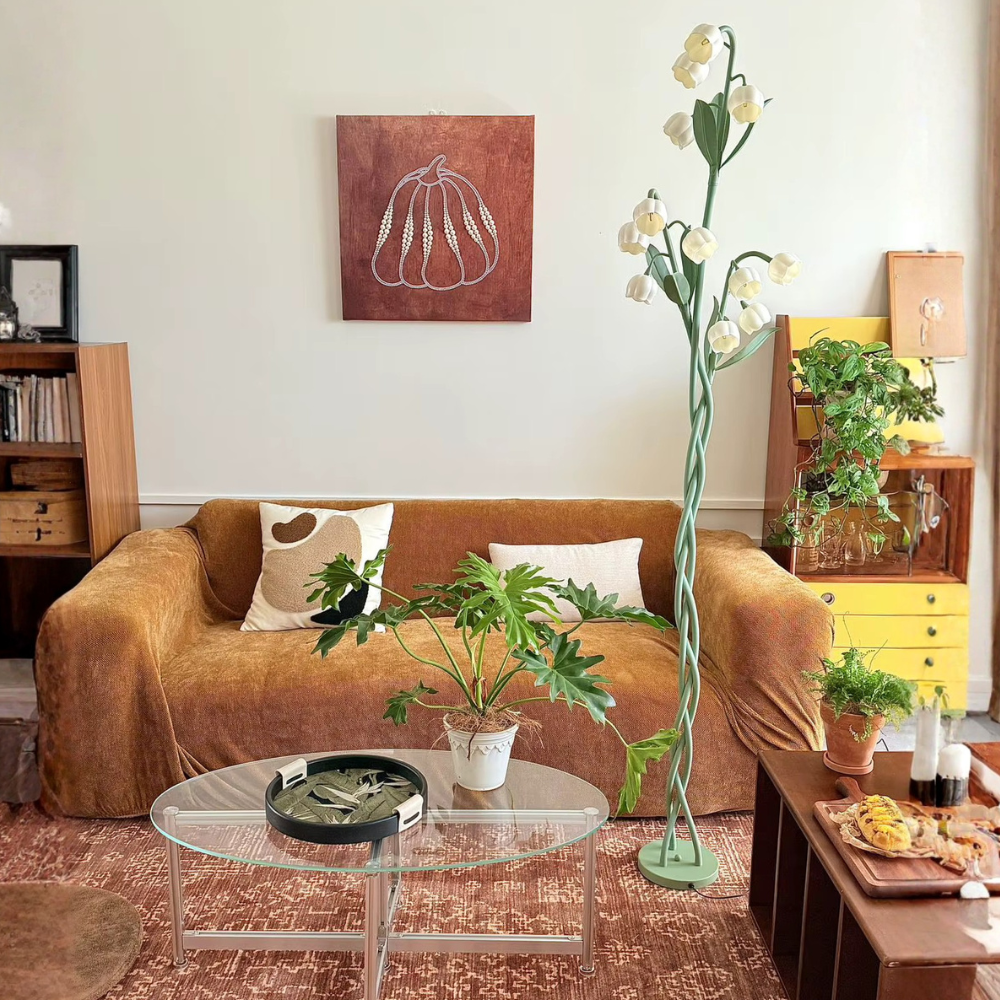 Sara Orchid - Lámpara de Pie Elegante con Sombrillas de Flores Blancas para Sala de Estar o Dormitorio