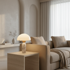 MarbleSphere | Lámpara de Mesa Escultural de Piedra Natural Elegante para Sala de Estar