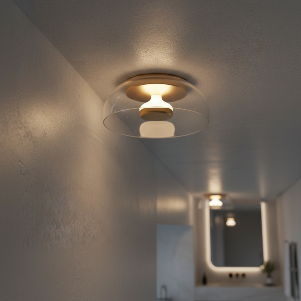 Luz de Pared Halo - Aplique Escultórico Moderno con Brillo en Capas y Plato de Vidrio