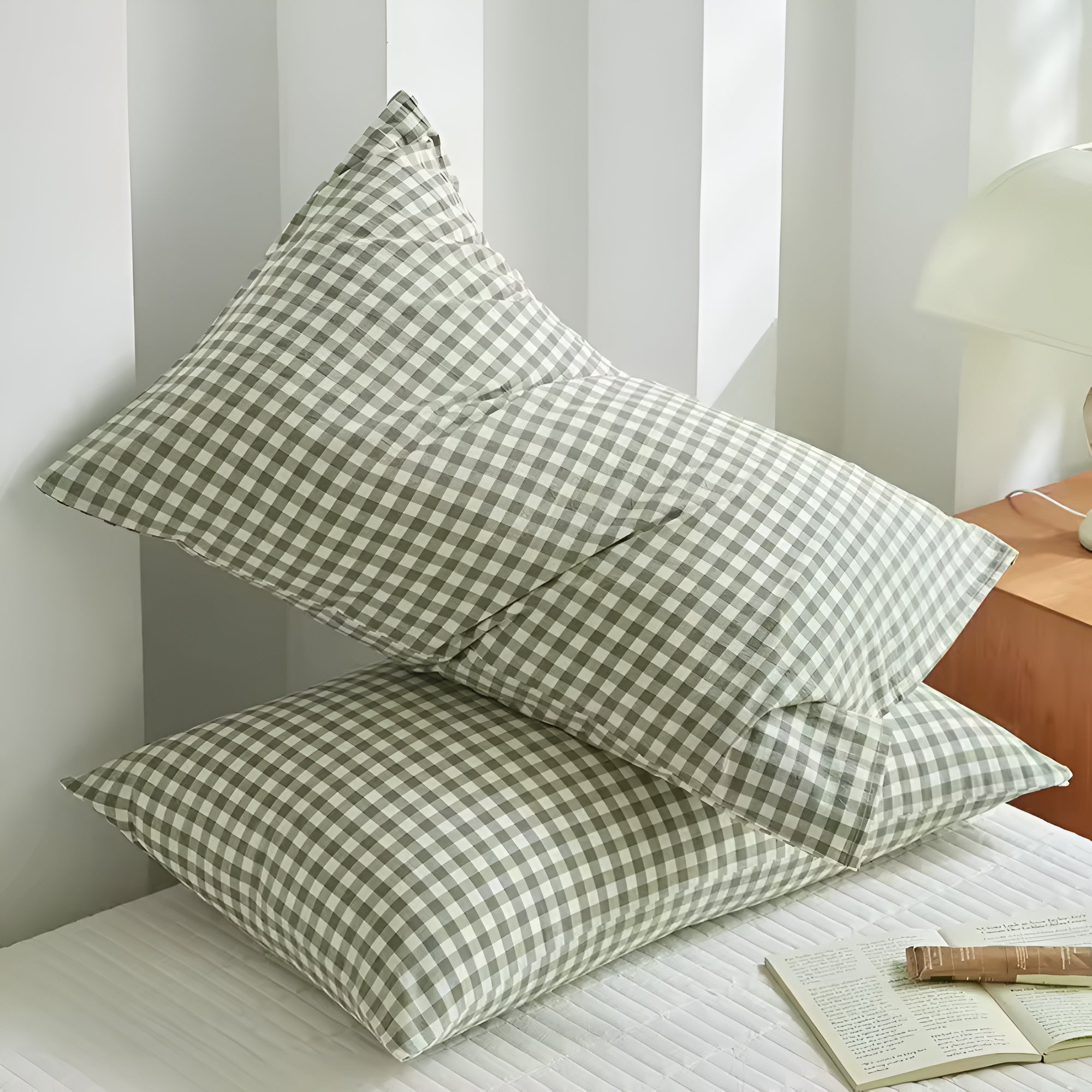 Fundas de Almohada a Cuadros Suaves