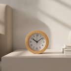 Reloj de Alarma Analógico de Madera Elegante con Movimiento de Cuarzo Silencioso