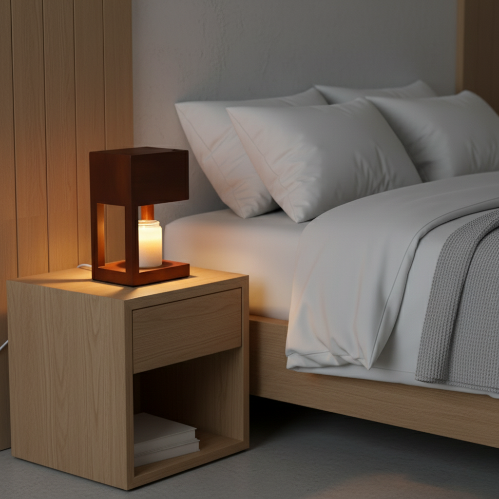 Lámpara Calentadora de Velas de Madera Escandinava - Luz Ambiental de Doble Propósito