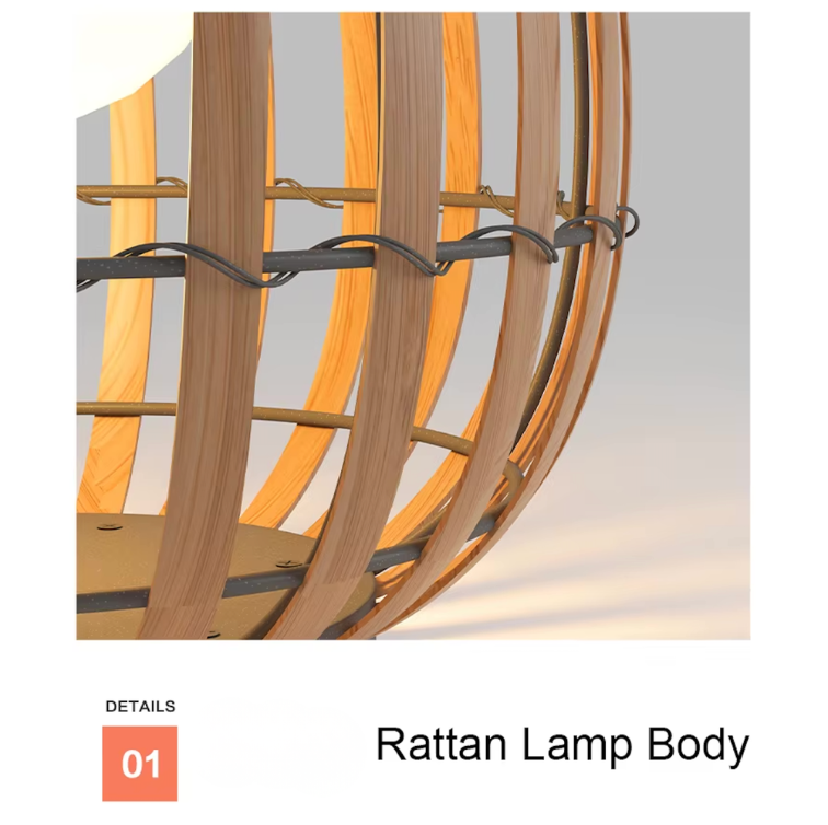 Lámpara de Suelo Solar de Rattan para Exteriores | Decoración de Iluminación para Patio y Jardín a Mano