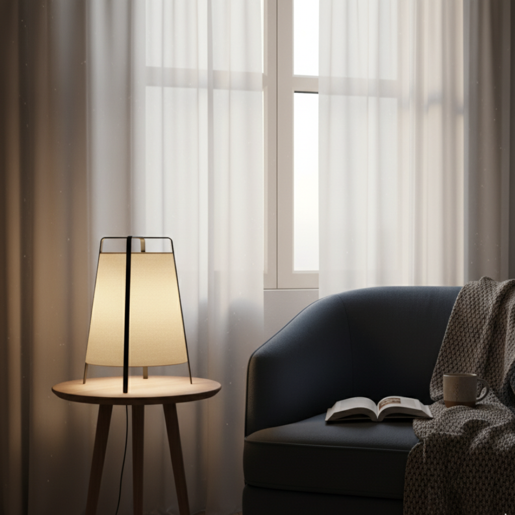 LumosShade | Lámpara de Pie y Mesa de Tela Moderna para una Ambiencia Elegante