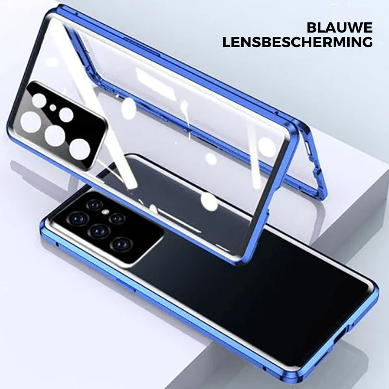 Funda de teléfono doble cara de vidrio templado magnético para Samsung