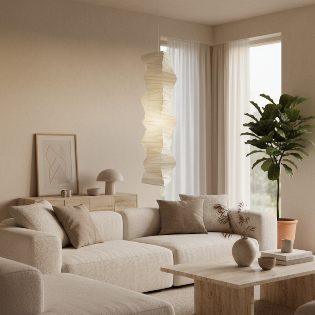 Lámpara Colgante Akari 33N - Diseño Vertical Elegante para Interiores Modernos