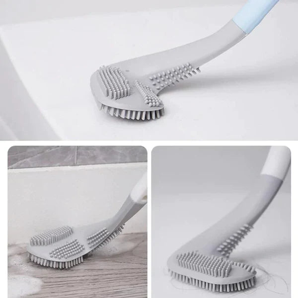 HygieneSwipe – Cepillo de inodoro flexible con cabeza plana y soporte de pared para una limpieza libre de bacterias