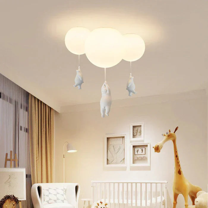 Lámpara de Techo Infantil | Diseño de Oso y Globo | CloudBear | Diseño Juguetón y Único | Iluminación LED | Plástico y Metal de Alta Calidad | Para Habitaciones Infantiles | 40 cm de Diámetro