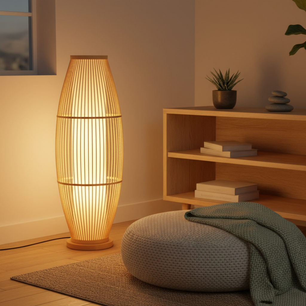 BambooGlow | Lámpara de Mesa y de Pie Moderna y Ecológica Elegante para Sala de Estar