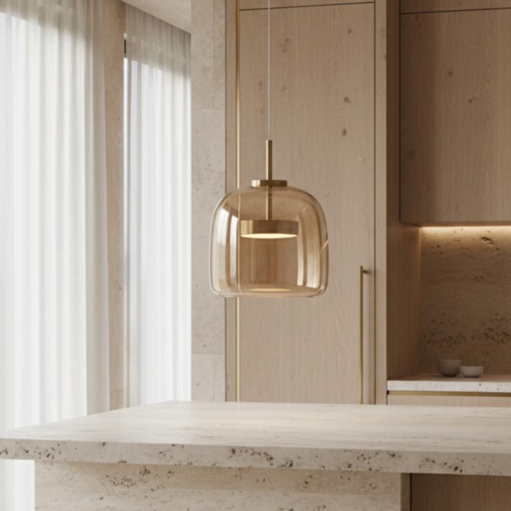 Lámpara Colgante de Vidrio Nórdica - Luces Colgantes Ajustables para Cocina