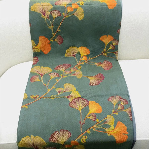 Cubrecamas Reversible de Hojas de Ginkgo Floral Jacquard