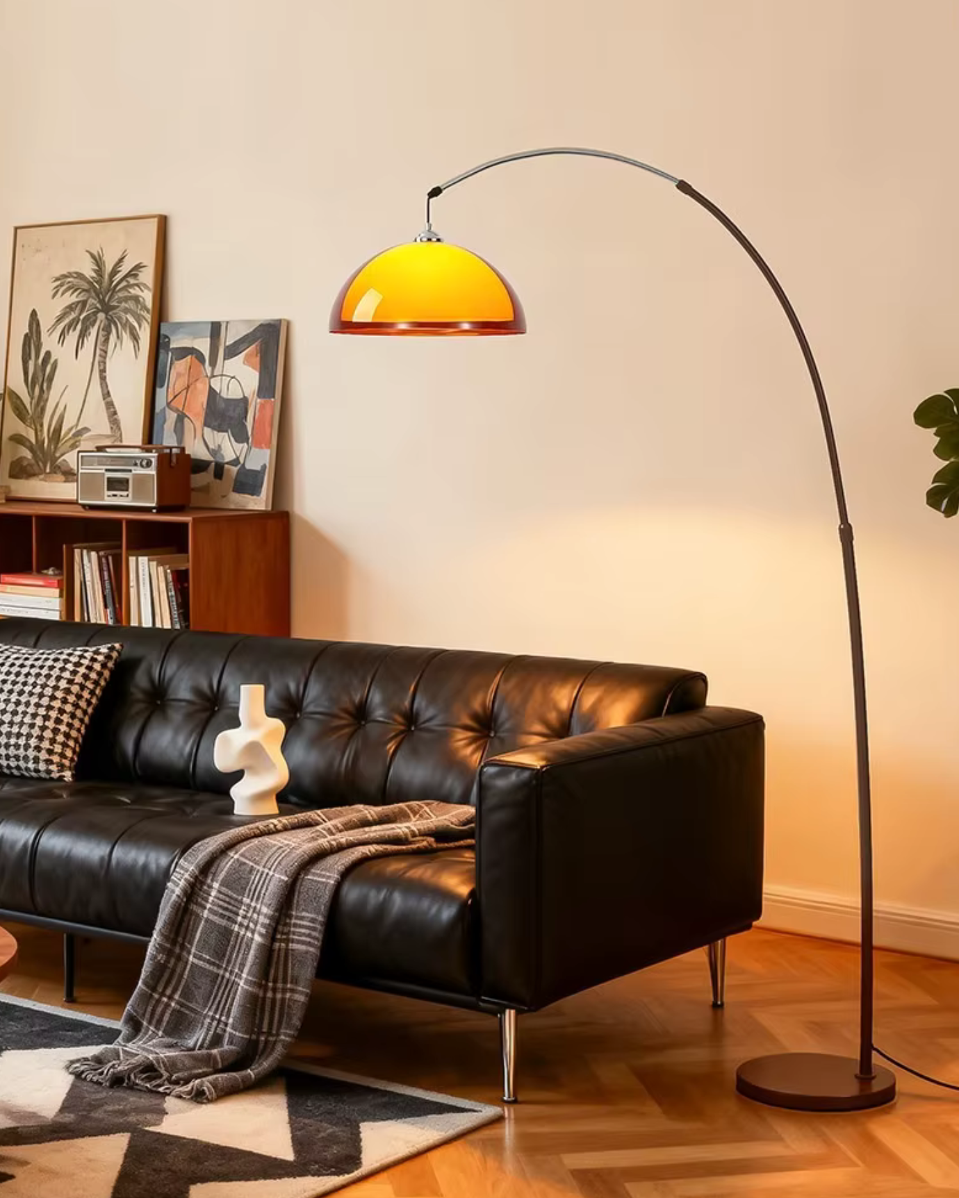 Lámpara de Pie Ventoro Arc - Lámpara Moderna de Pie con Pantalla de Domo Cálido para Sala de Estar