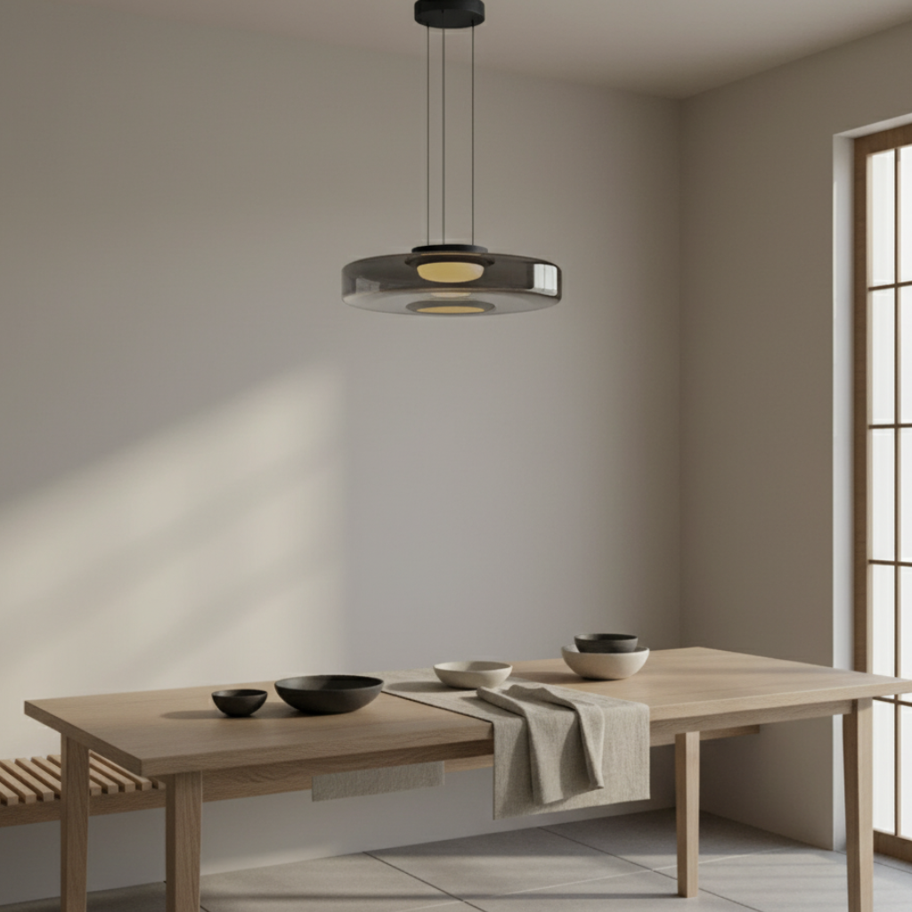 Lámpara Colgante de Vidrio Dinámico - Iluminación Colgante en Capas para Isla de Cocina
